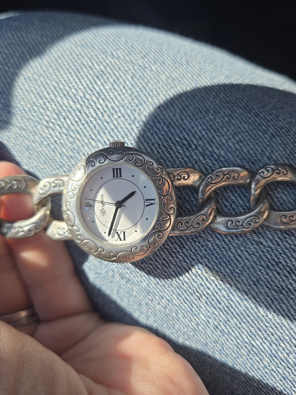 Brighton Silver Swirl Bracelet Watch - White Dial